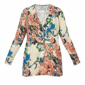 New Chicos Cardigan Sweater Womens 1 Med Tropical Floral Resort  Beach Coastal